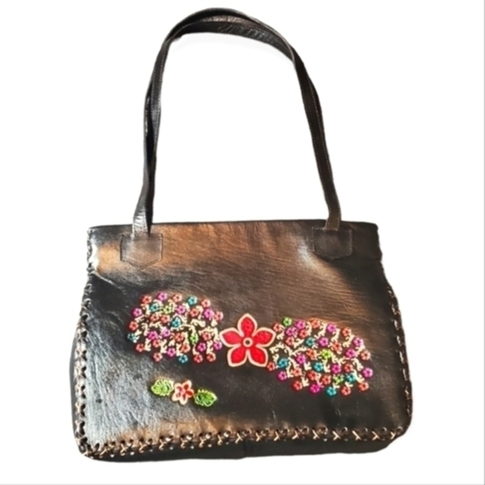 Hand Tooled Leather Floral Handbag
